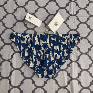 TORY BURCH Blue Hibiscus All Over Print Bikini Bottom Women’s Medium New $108